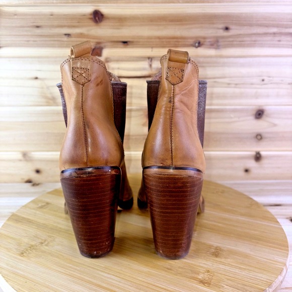 Shoemint Boots Womens 7.5 Spence Cognac Brown Leather Ankle Bootie - Picture 3 of 13